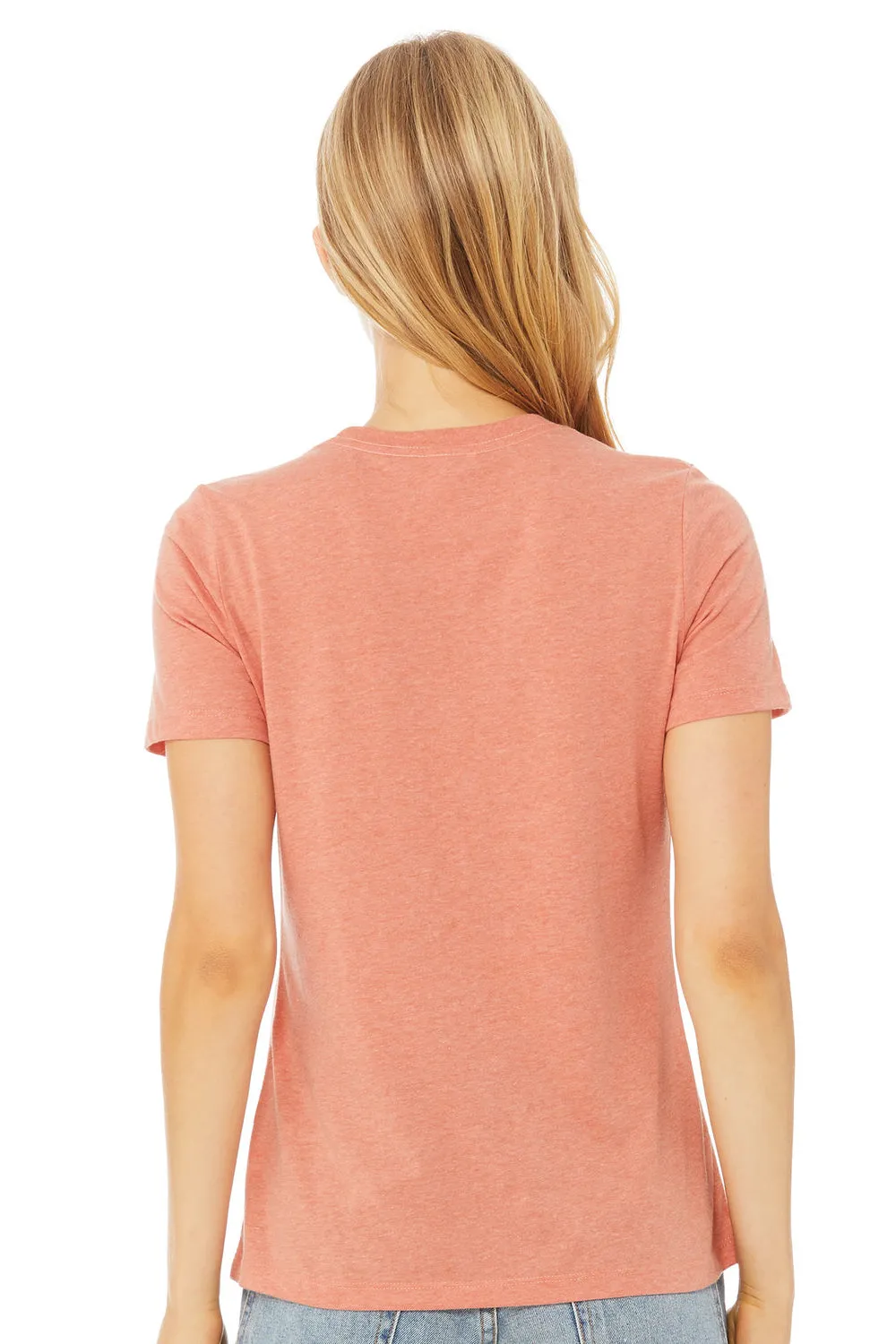 Bella   Canvas Womens CVC Short Sleeve Crewneck T-Shirt - Heather Sunset Orange