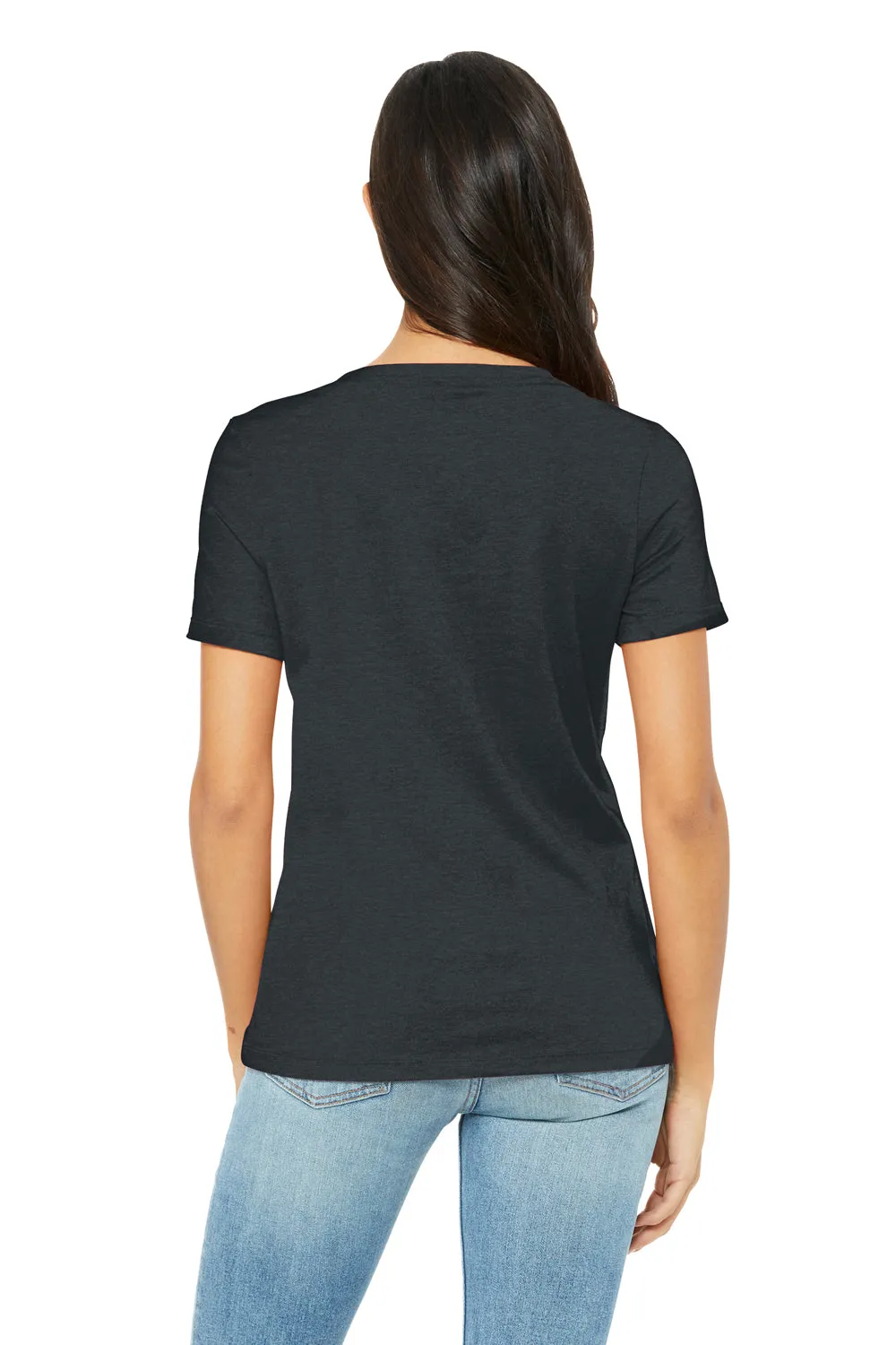 Bella   Canvas Womens CVC Short Sleeve V-Neck T-Shirt - Heather Dark Grey