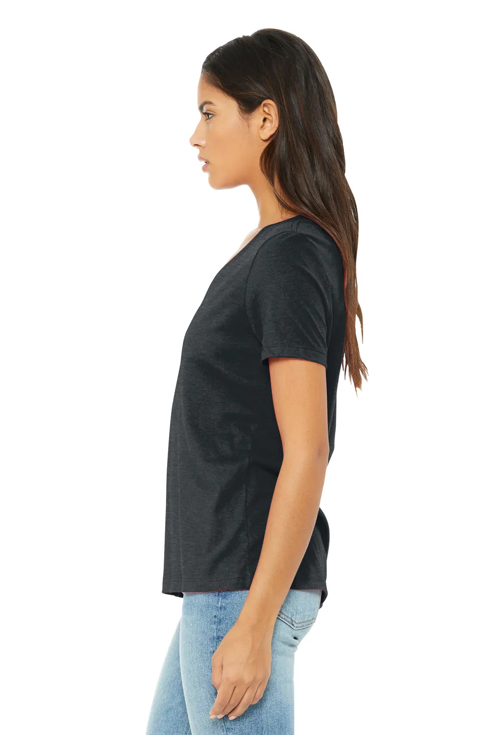 Bella   Canvas Womens CVC Short Sleeve V-Neck T-Shirt - Heather Dark Grey