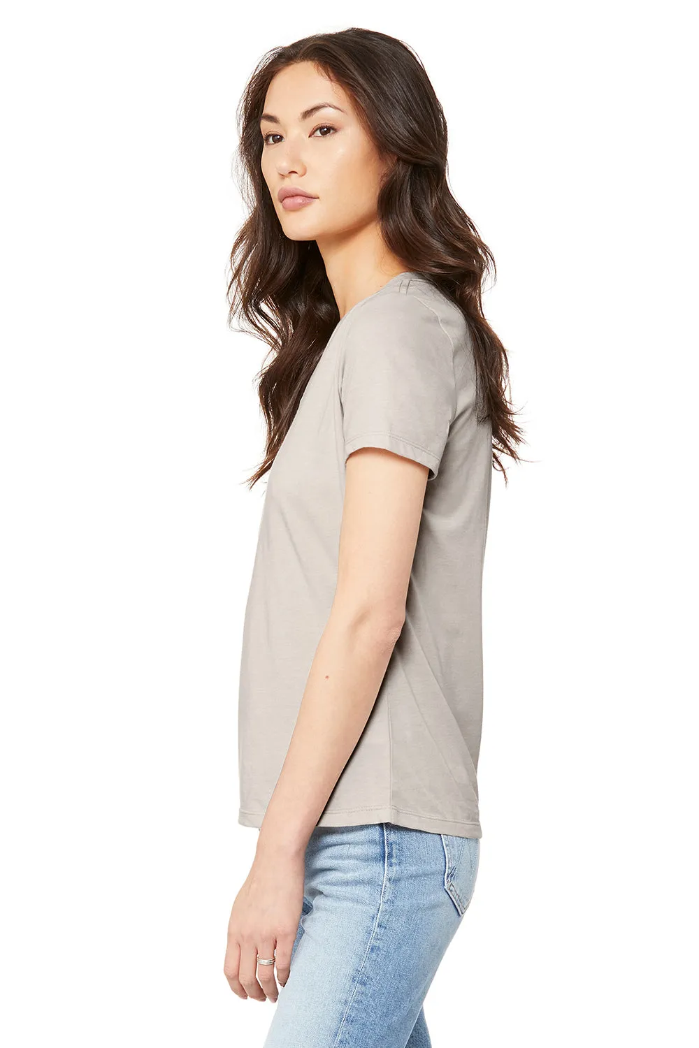Bella   Canvas Womens CVC Short Sleeve V-Neck T-Shirt - Heather Dust