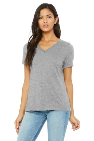 Bella   Canvas Womens CVC Short Sleeve V-Neck T-Shirt - Heather Grey