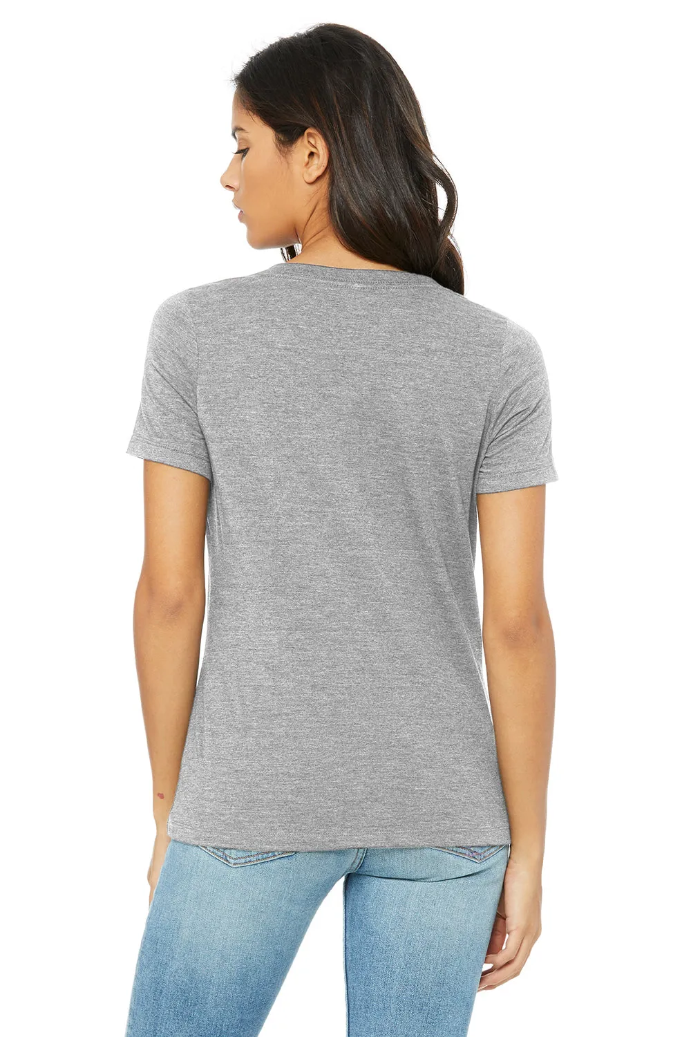 Bella   Canvas Womens CVC Short Sleeve V-Neck T-Shirt - Heather Grey