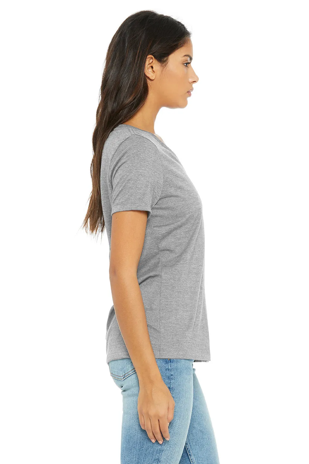 Bella   Canvas Womens CVC Short Sleeve V-Neck T-Shirt - Heather Grey