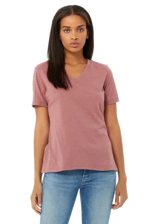 Bella   Canvas Womens CVC Short Sleeve V-Neck T-Shirt - Heather Mauve