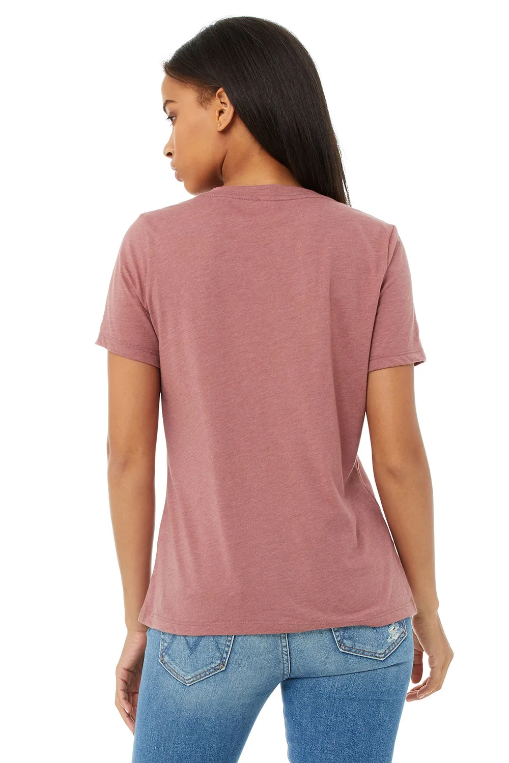 Bella   Canvas Womens CVC Short Sleeve V-Neck T-Shirt - Heather Mauve