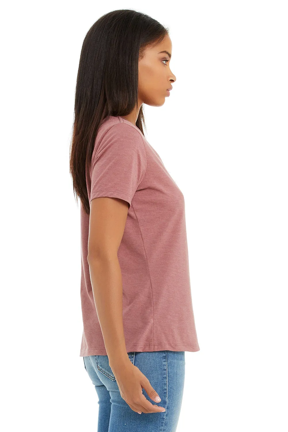 Bella   Canvas Womens CVC Short Sleeve V-Neck T-Shirt - Heather Mauve