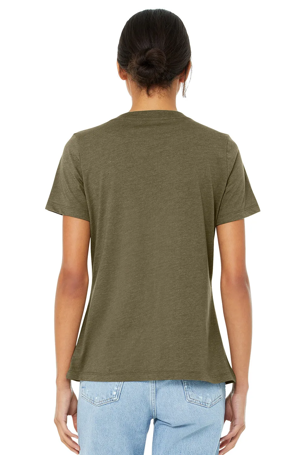 Bella   Canvas Womens CVC Short Sleeve V-Neck T-Shirt - Heather Olive Green