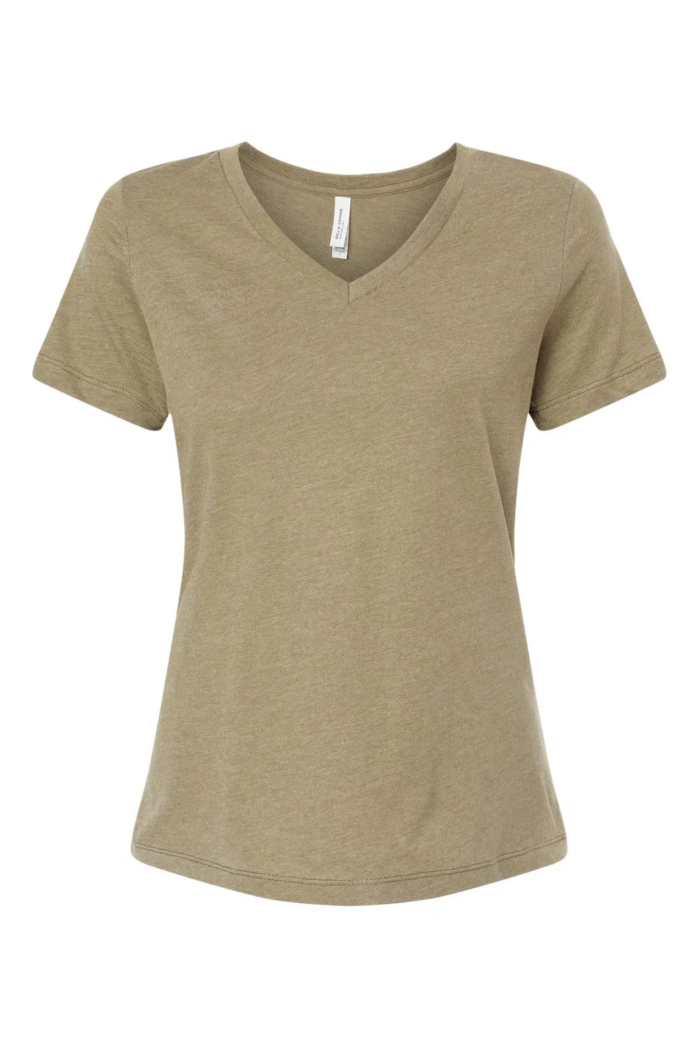 Bella   Canvas Womens CVC Short Sleeve V-Neck T-Shirt - Heather Olive Green