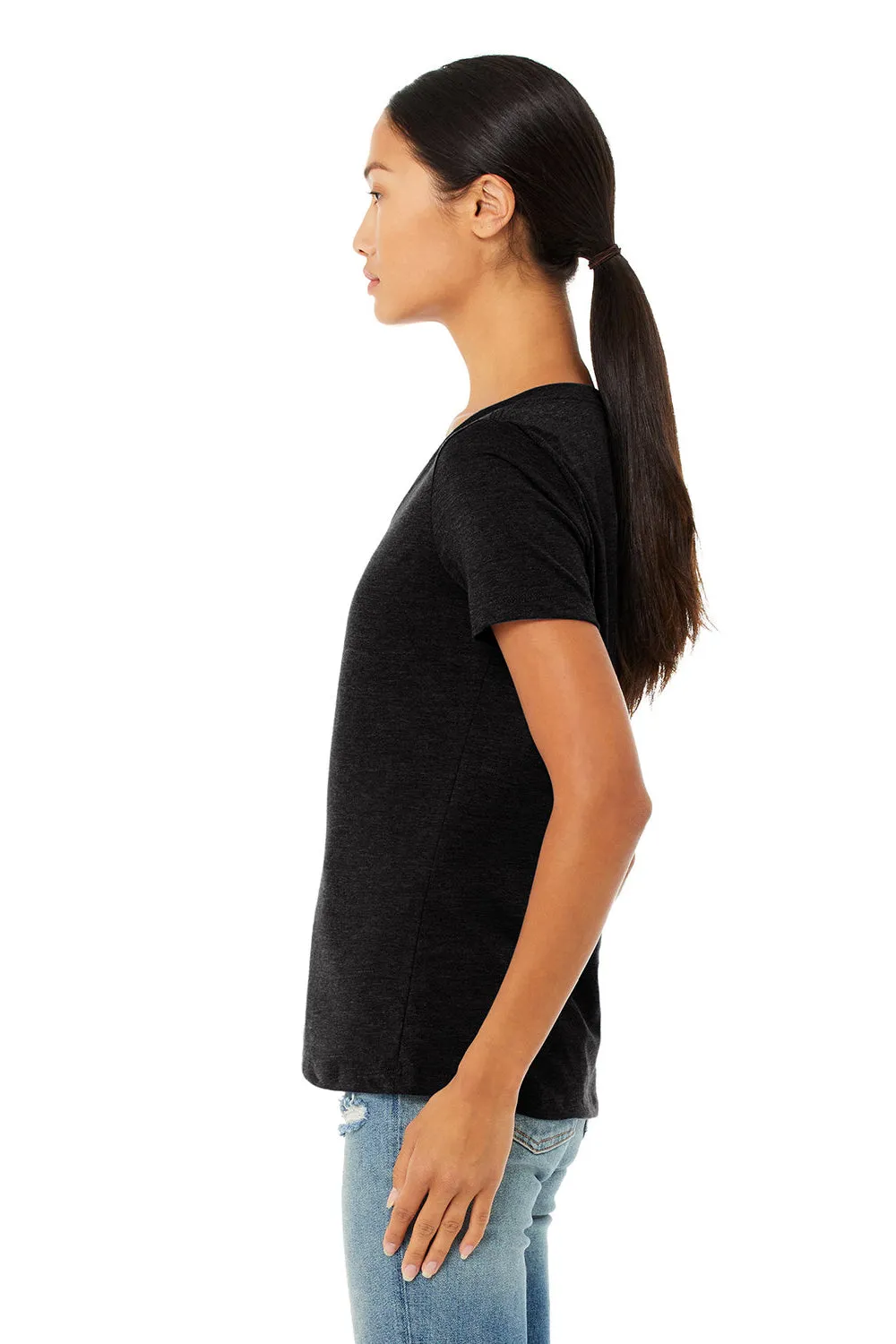 Bella   Canvas Womens CVC Short Sleeve V-Neck T-Shirt - Solid Black