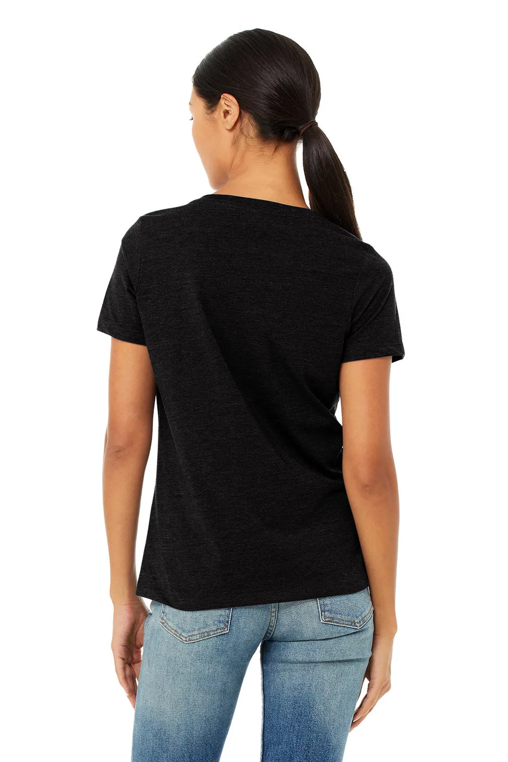 Bella   Canvas Womens CVC Short Sleeve V-Neck T-Shirt - Solid Black