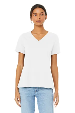 Bella   Canvas Womens CVC Short Sleeve V-Neck T-Shirt - Solid White
