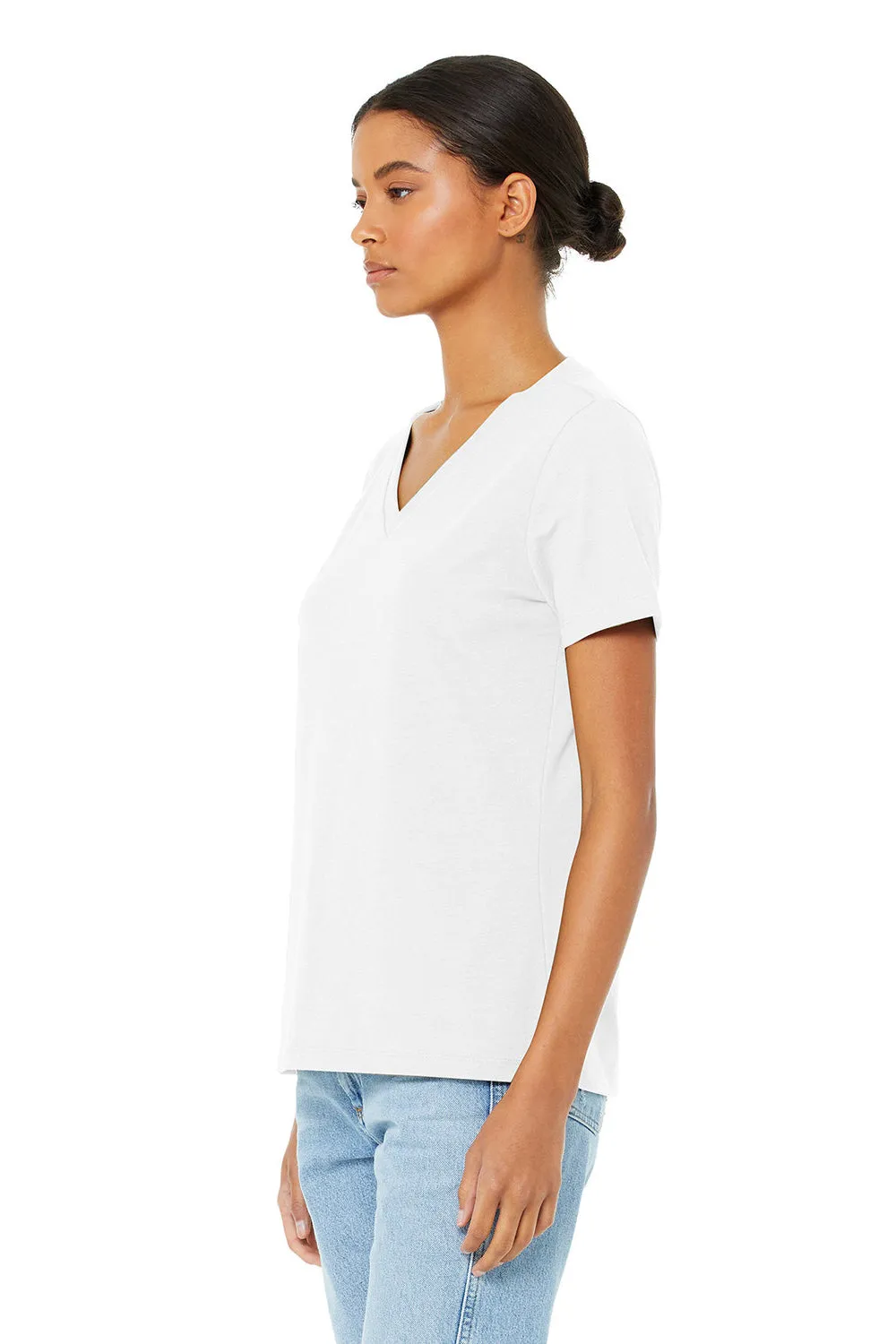 Bella   Canvas Womens CVC Short Sleeve V-Neck T-Shirt - Solid White