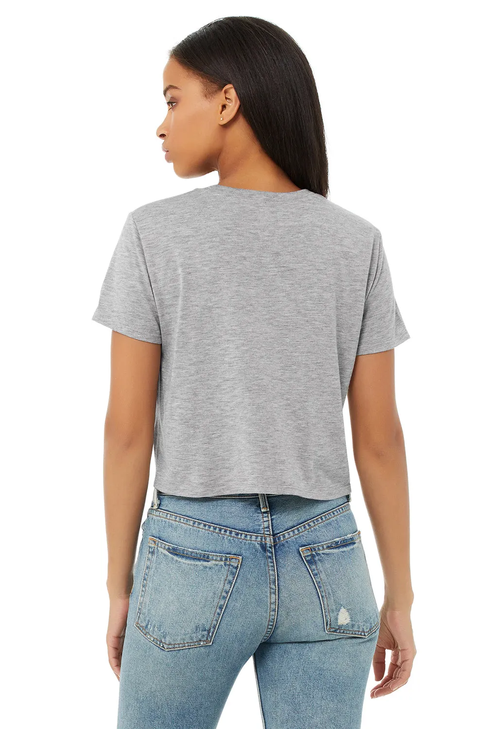 Bella   Canvas Womens Flowy Cropped Short Sleeve Crewneck T-Shirt - Heather Grey