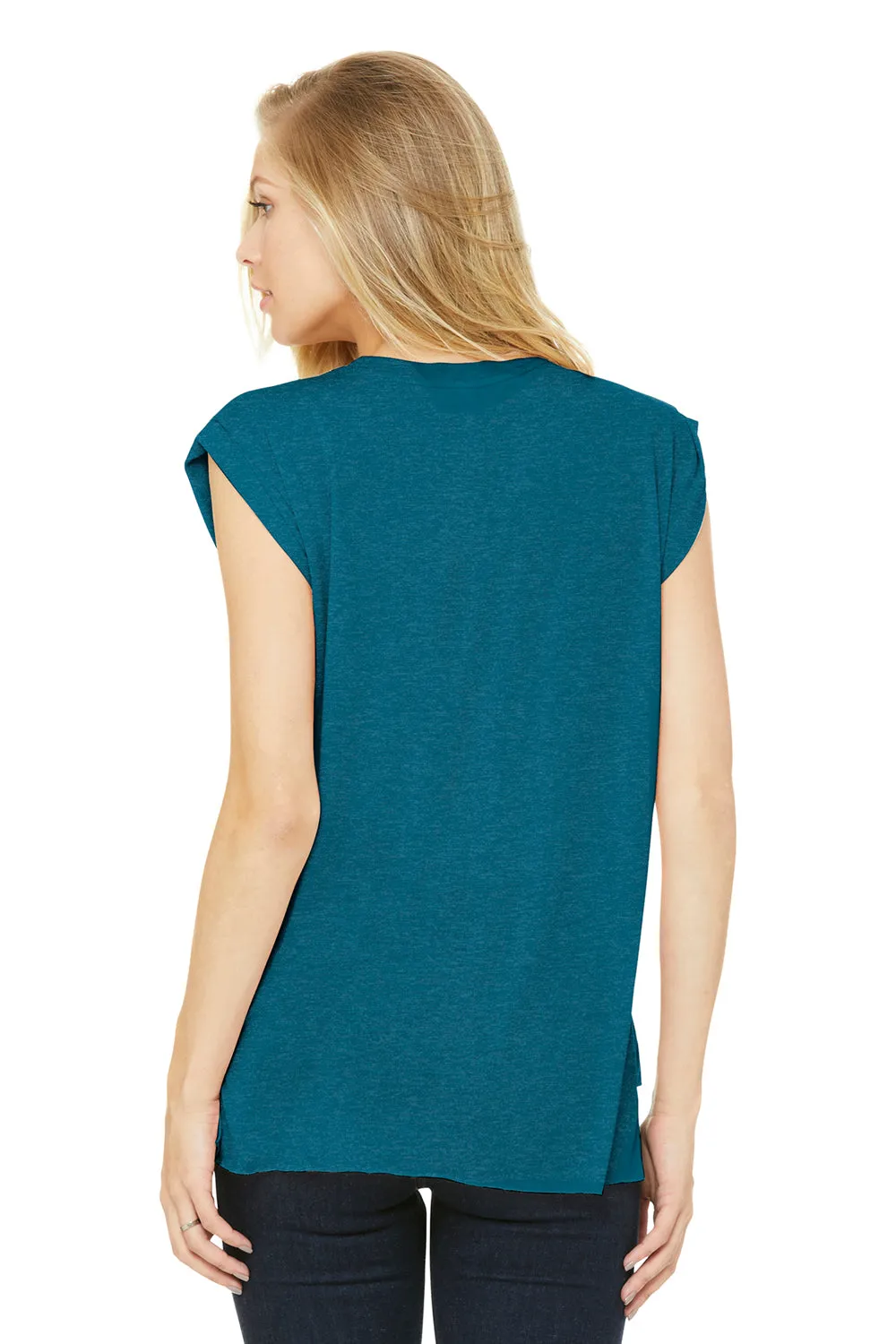 Bella   Canvas Womens Flowy Muscle Tank Top - Heather Deep Teal Blue - Closeout