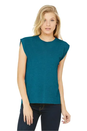 Bella   Canvas Womens Flowy Muscle Tank Top - Heather Deep Teal Blue - Closeout