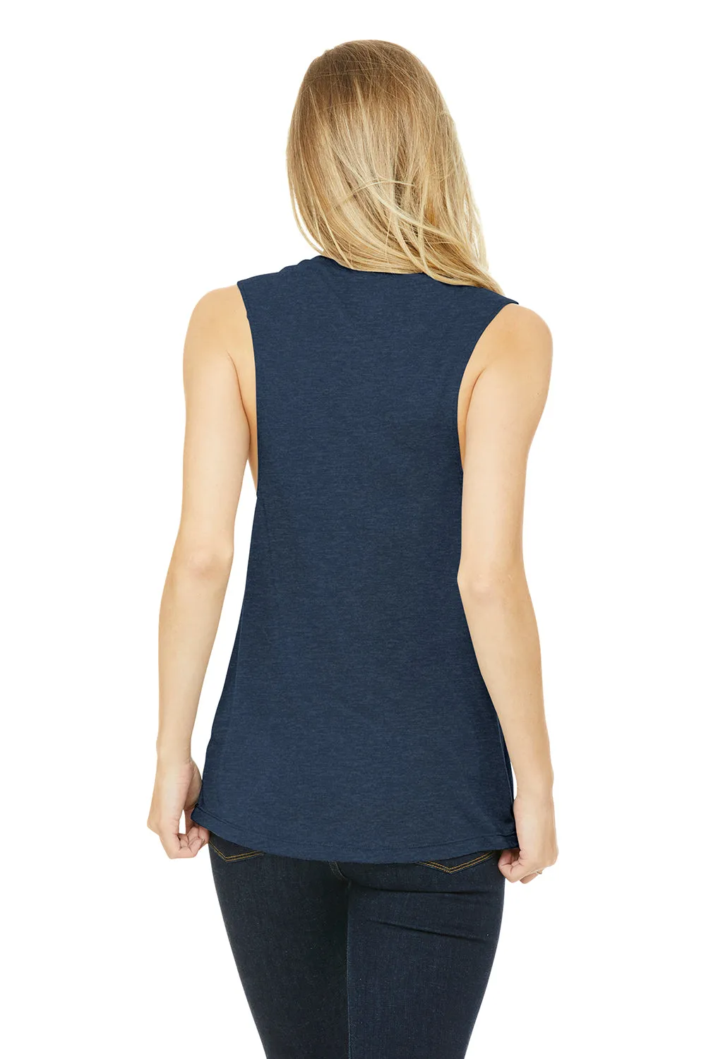 Bella   Canvas Womens Flowy Muscle Tank Top - Heather Navy Blue - Closeout