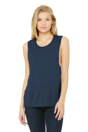 Bella   Canvas Womens Flowy Muscle Tank Top - Heather Navy Blue - Closeout