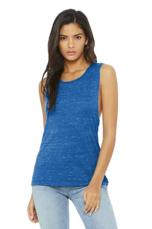 Bella   Canvas Womens Flowy Muscle Tank Top - True Royal Blue Marble - Closeout