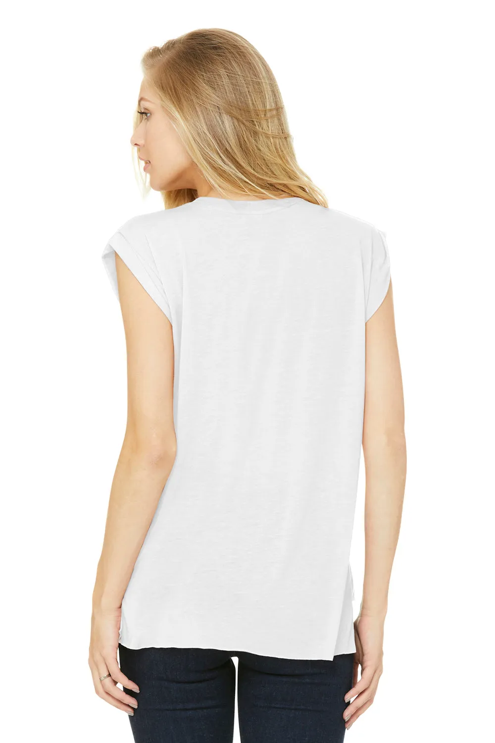 Bella   Canvas Womens Flowy Muscle Tank Top - White - Closeout