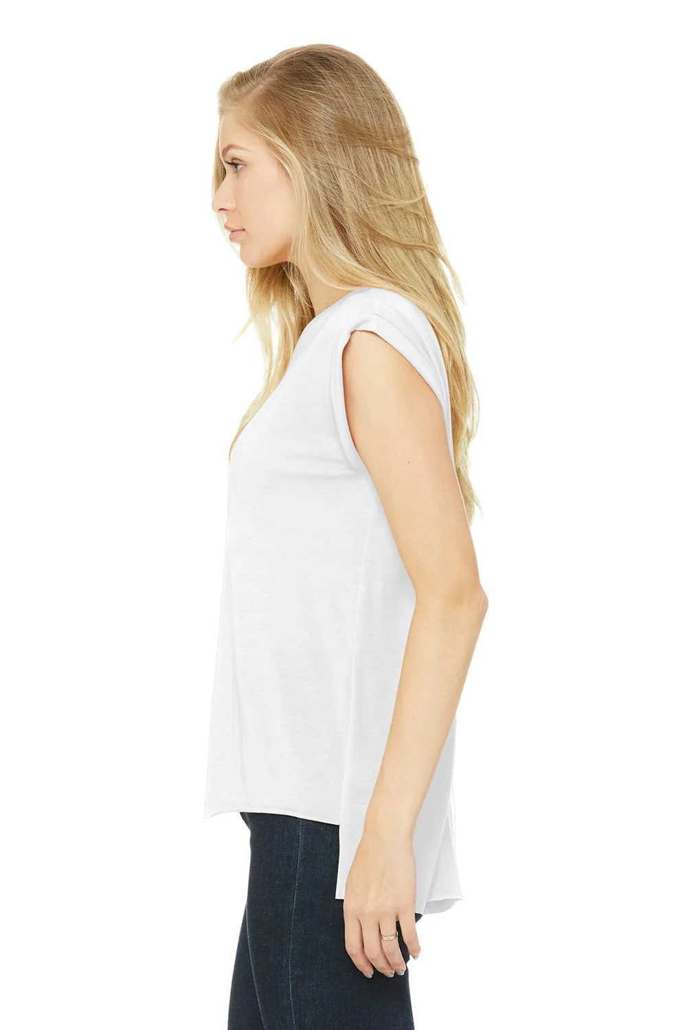Bella   Canvas Womens Flowy Muscle Tank Top - White - Closeout