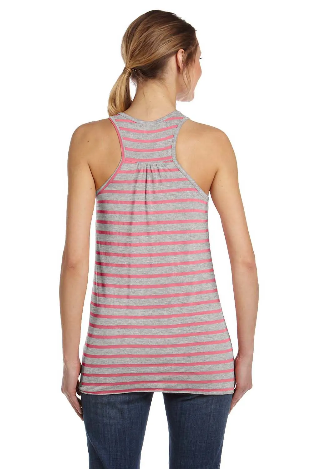 Bella   Canvas Womens Flowy Tank Top - Heather Grey/Neon Pink