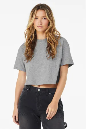 Bella   Canvas Womens Jersey Cropped Short Sleeve Crewneck T-Shirt - Heather Grey