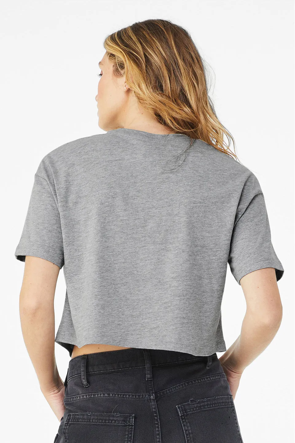 Bella   Canvas Womens Jersey Cropped Short Sleeve Crewneck T-Shirt - Heather Grey