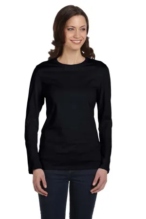 Bella   Canvas Womens Jersey Long Sleeve Crewneck T-Shirt - Black