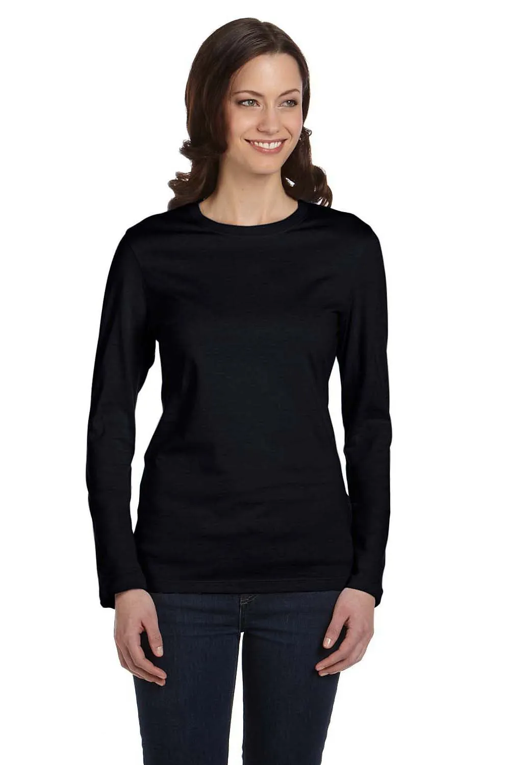 Bella   Canvas Womens Jersey Long Sleeve Crewneck T-Shirt - Black