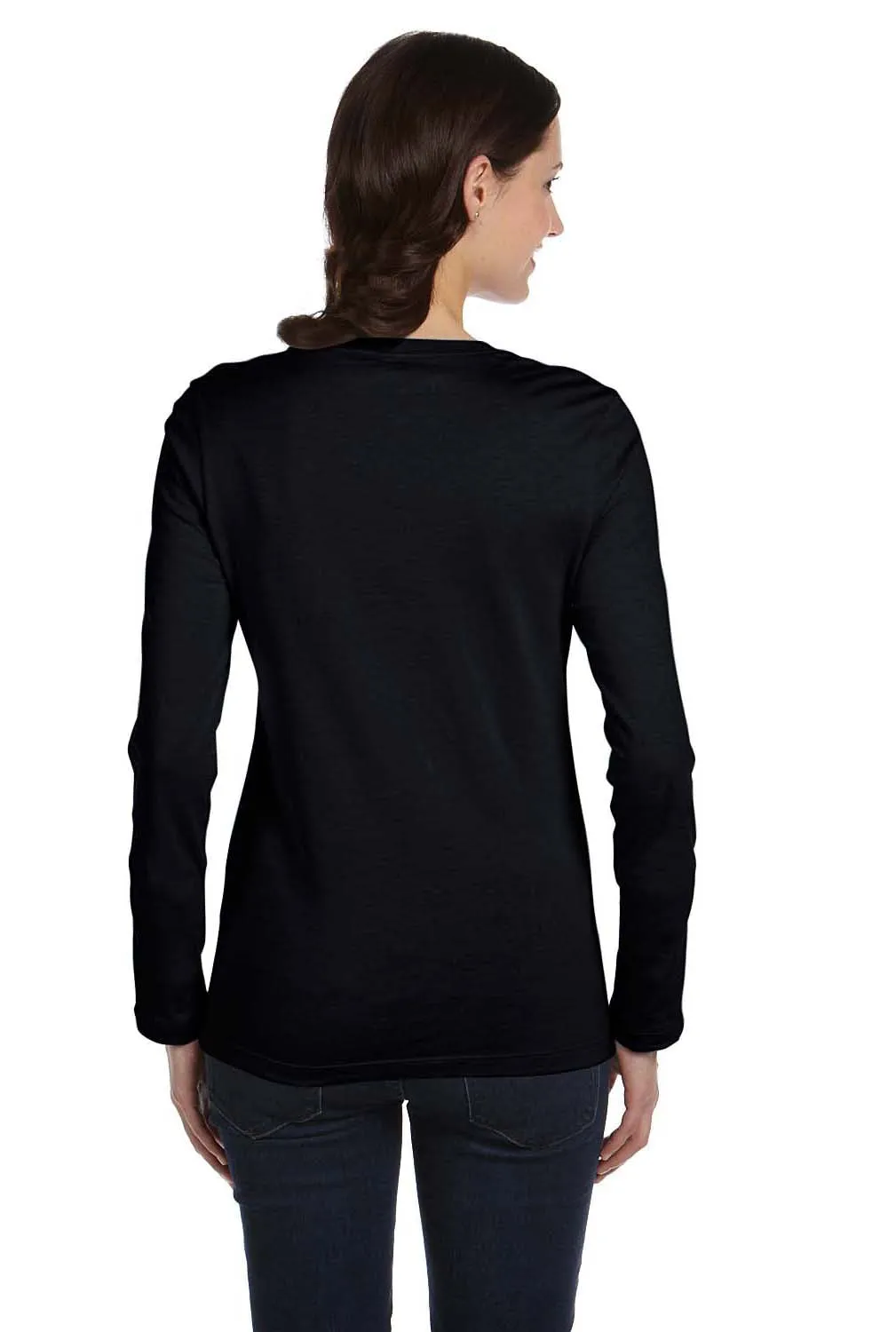 Bella   Canvas Womens Jersey Long Sleeve Crewneck T-Shirt - Black