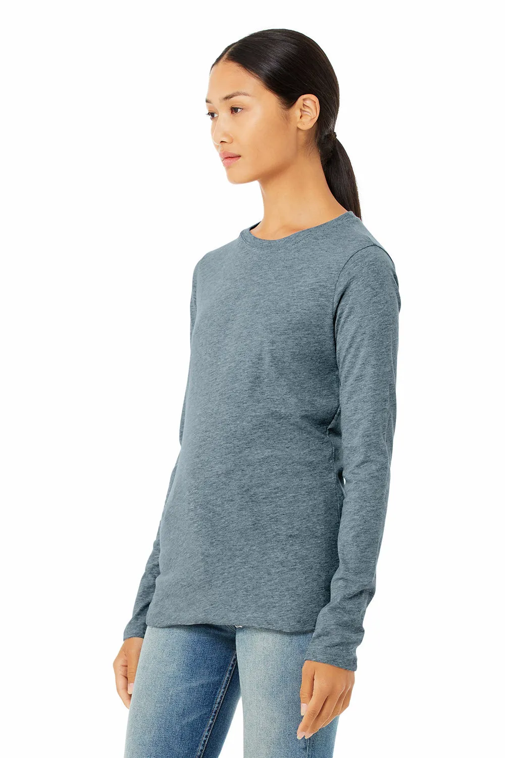 Bella   Canvas Womens Jersey Long Sleeve Crewneck T-Shirt - Heather Slate