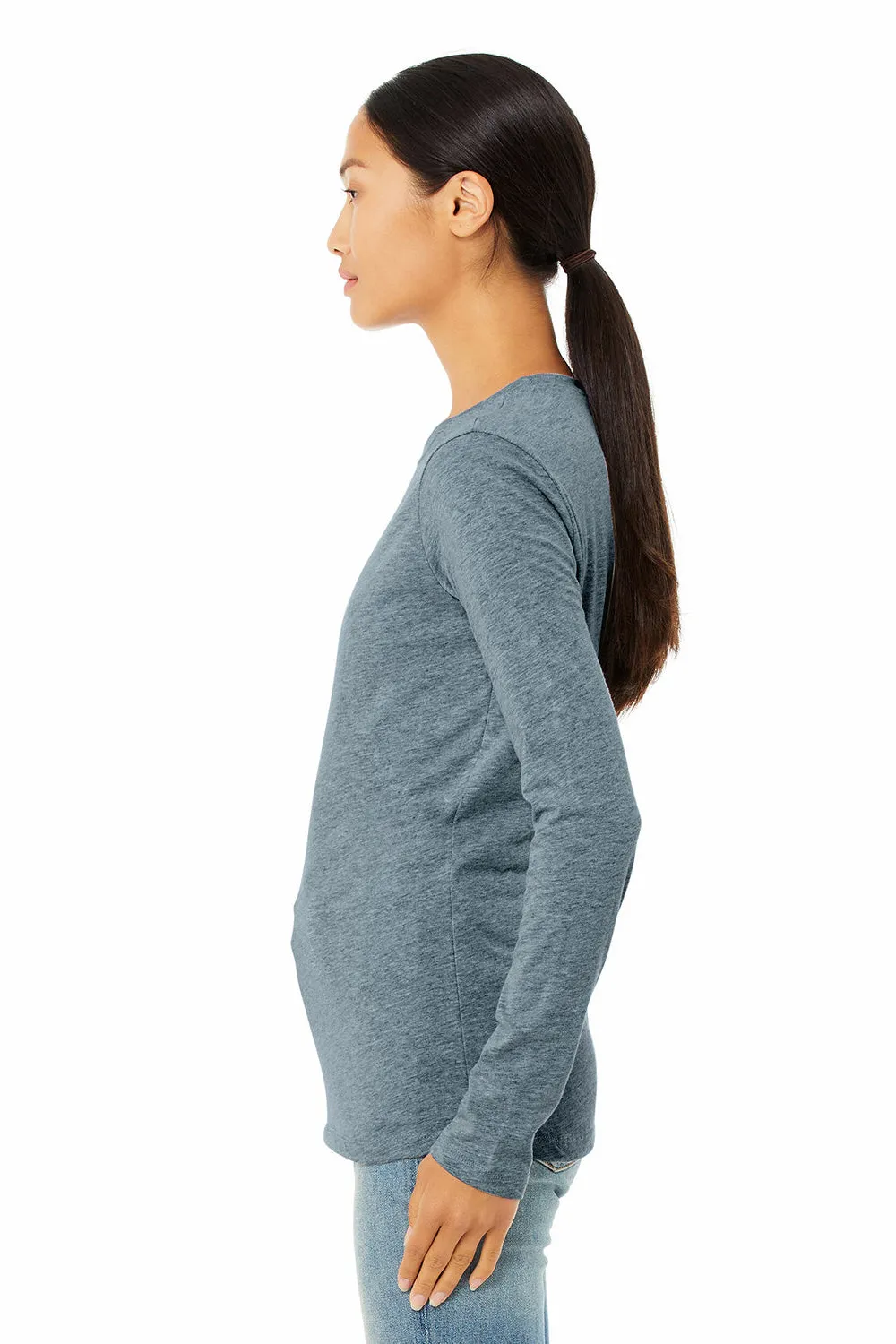 Bella   Canvas Womens Jersey Long Sleeve Crewneck T-Shirt - Heather Slate