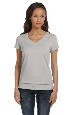 Bella   Canvas Womens Jersey Short Sleeve V-Neck T-Shirt - Heather Grey