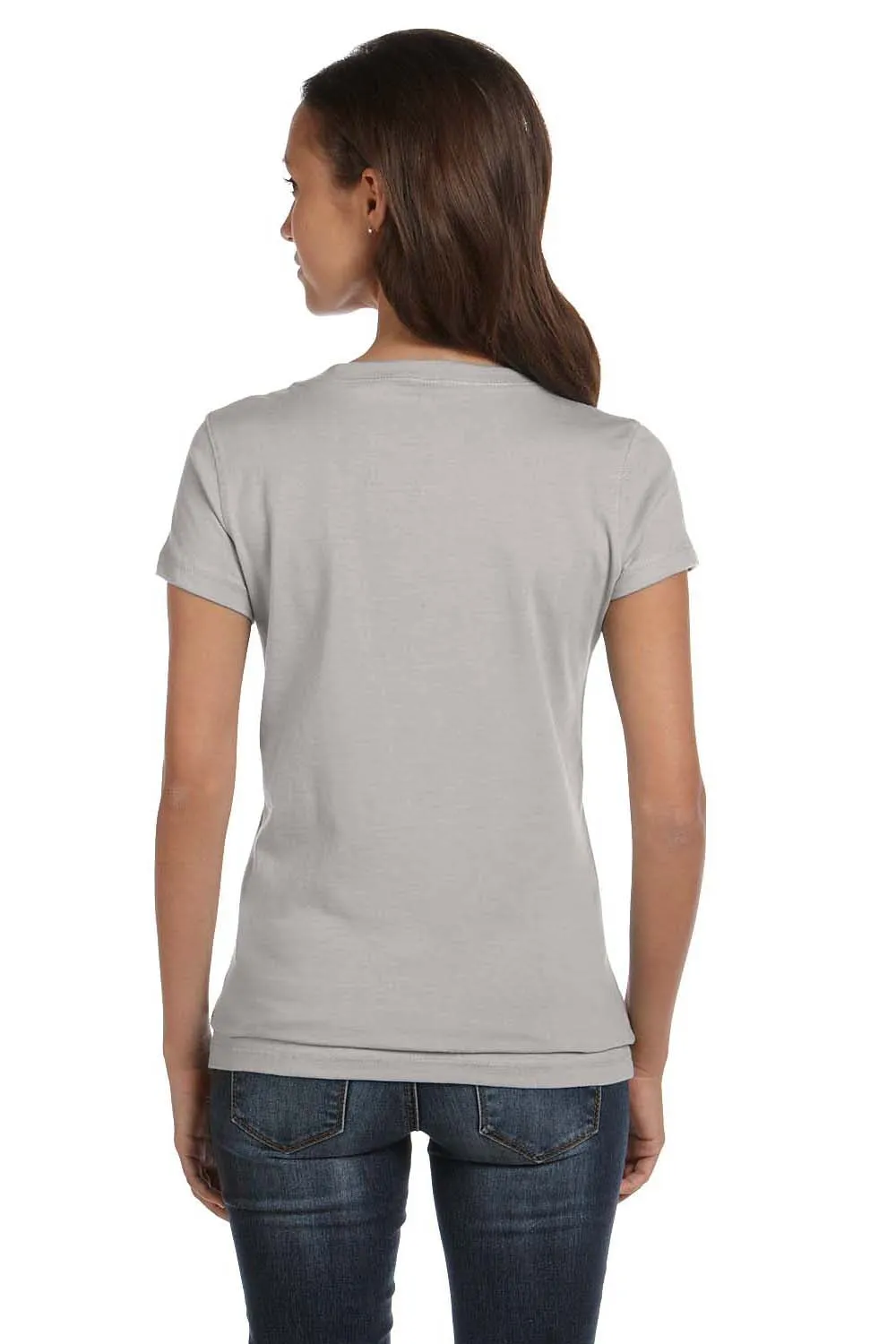 Bella   Canvas Womens Jersey Short Sleeve V-Neck T-Shirt - Heather Grey