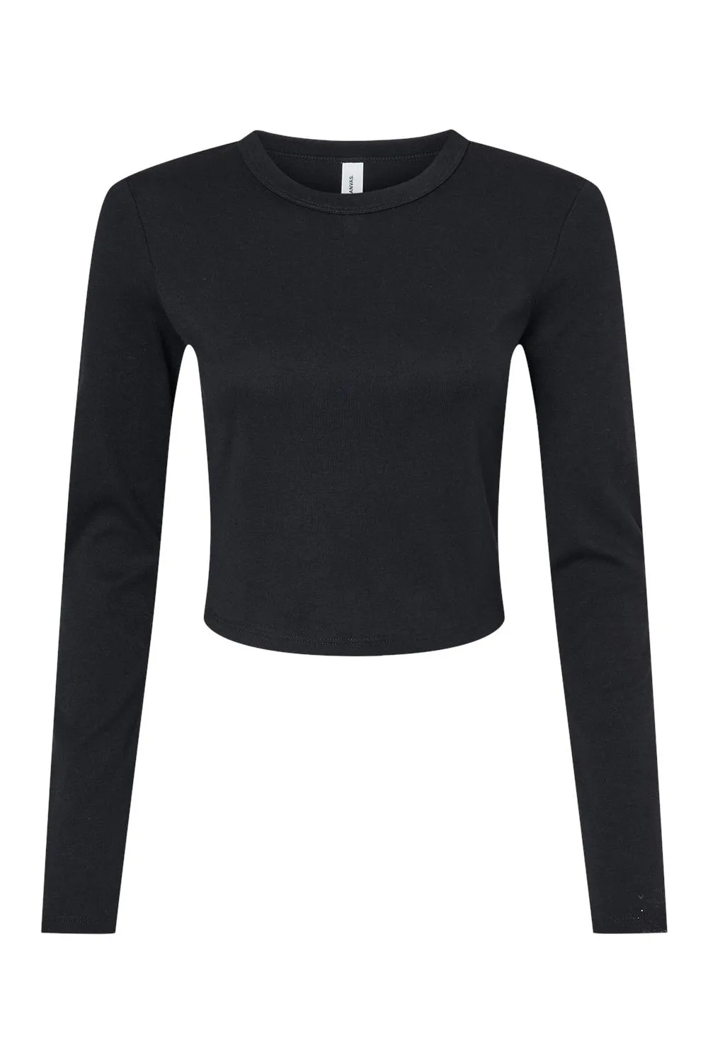 Bella   Canvas Womens Micro Rib Long Sleeve Crewneck T-Shirt - Solid Black Blend