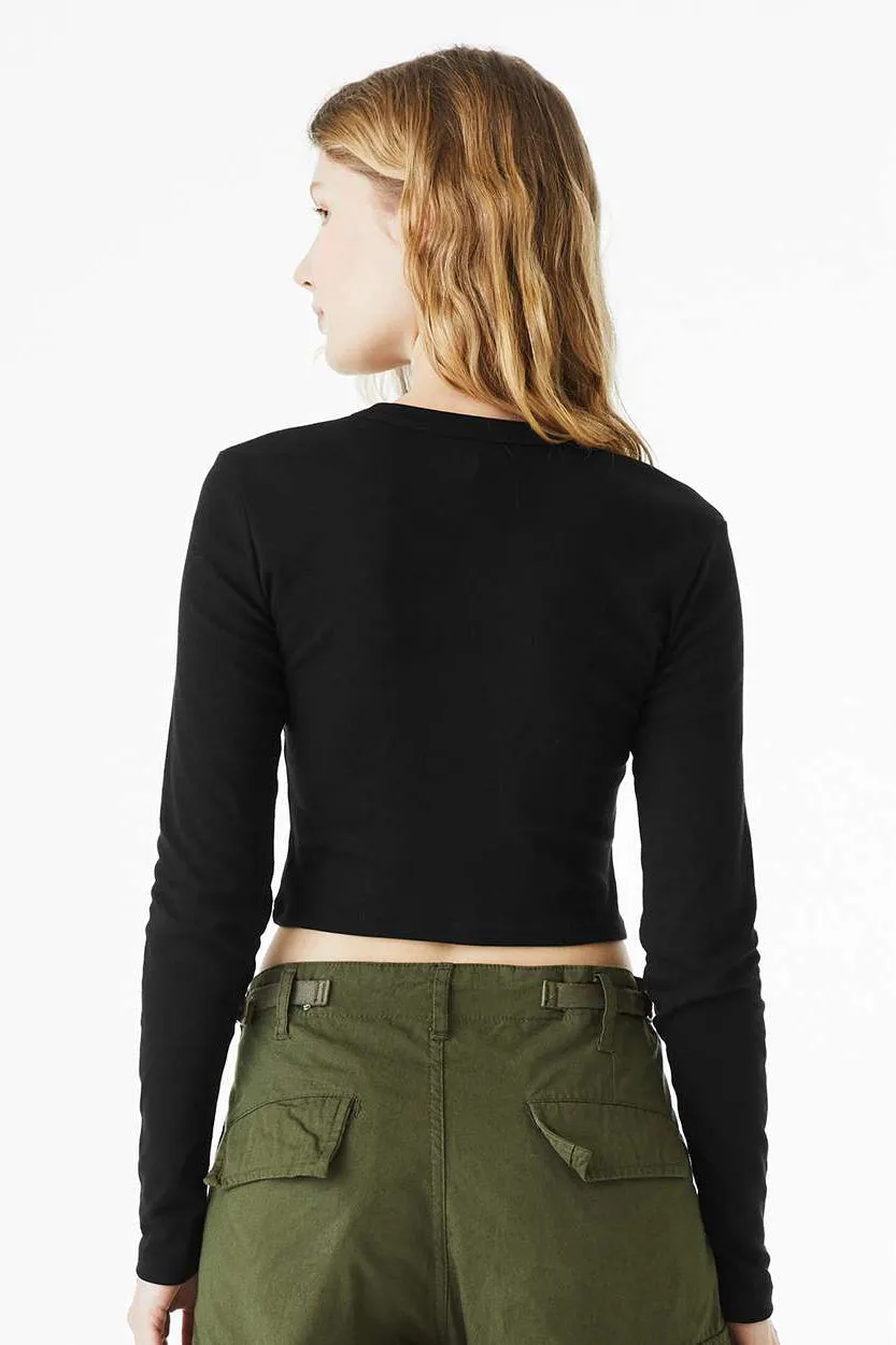 Bella   Canvas Womens Micro Rib Long Sleeve Crewneck T-Shirt - Solid Black Blend
