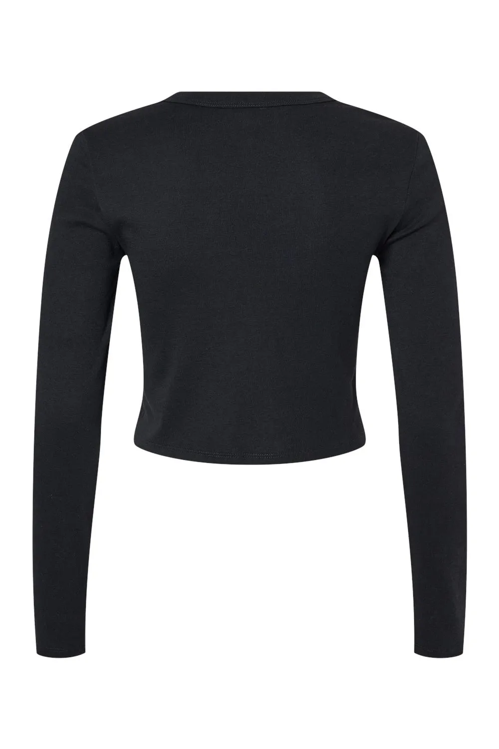 Bella   Canvas Womens Micro Rib Long Sleeve Crewneck T-Shirt - Solid Black Blend