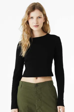 Bella   Canvas Womens Micro Rib Long Sleeve Crewneck T-Shirt - Solid Black Blend