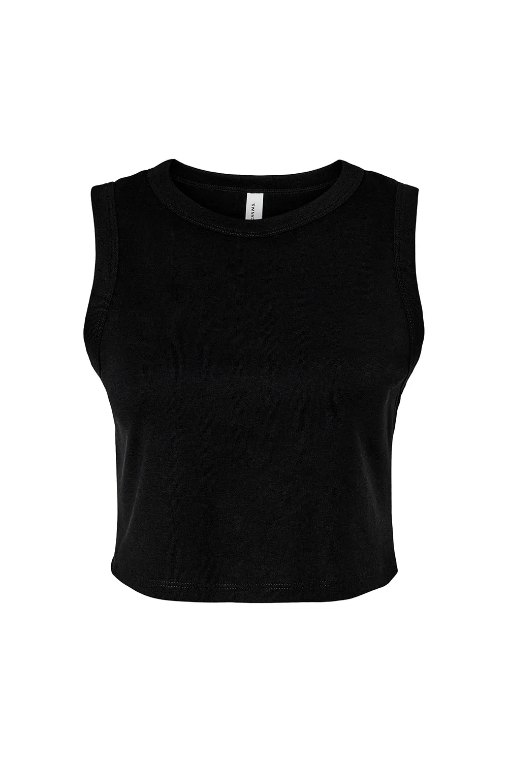 Bella   Canvas Womens Micro Ribbed Muscle Crop Tank Top - Black