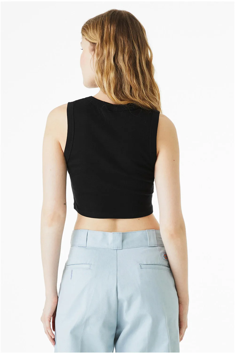 Bella   Canvas Womens Micro Ribbed Muscle Crop Tank Top - Black