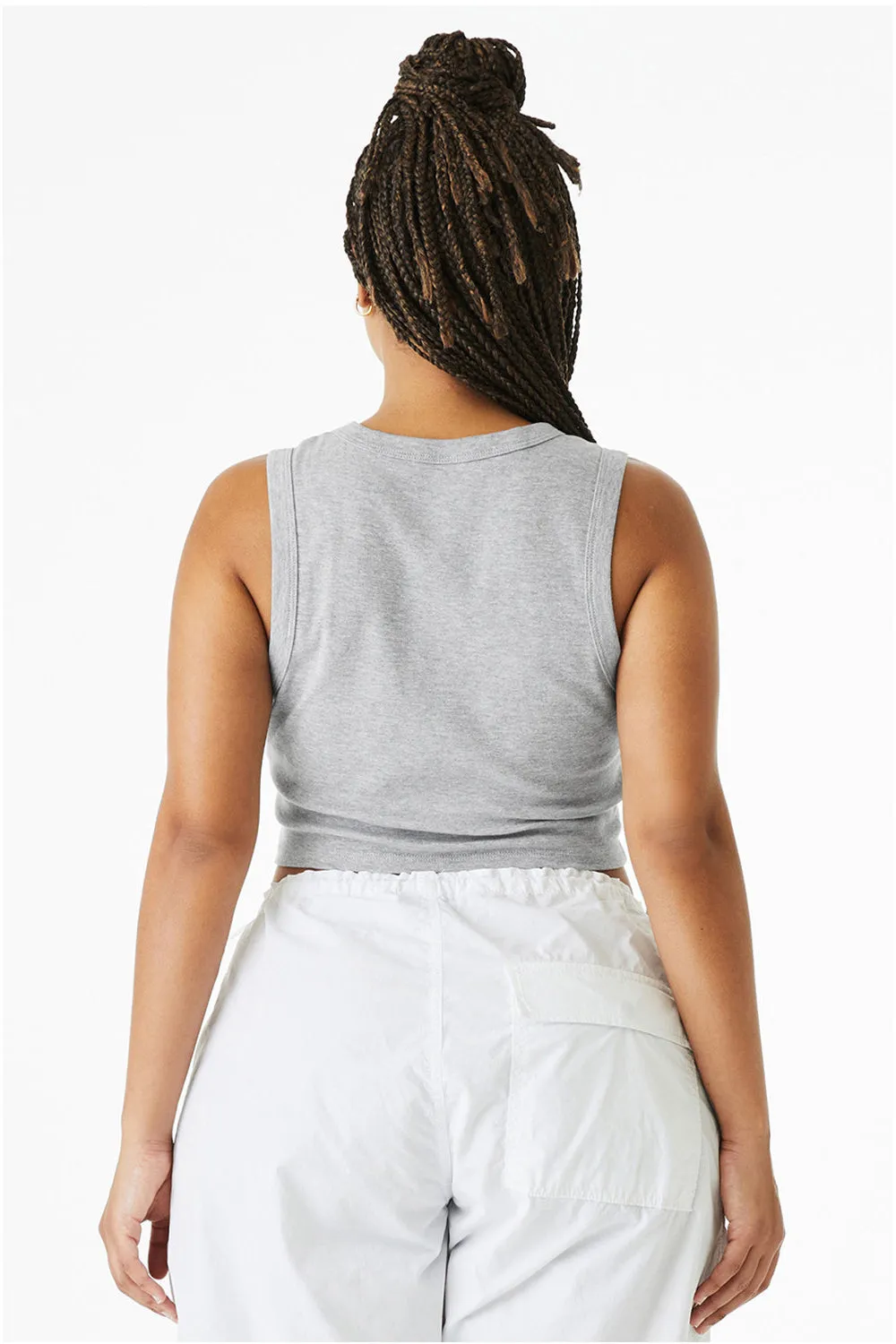 Bella   Canvas Womens Micro Ribbed Muscle Crop Tank Top - Heather Grey