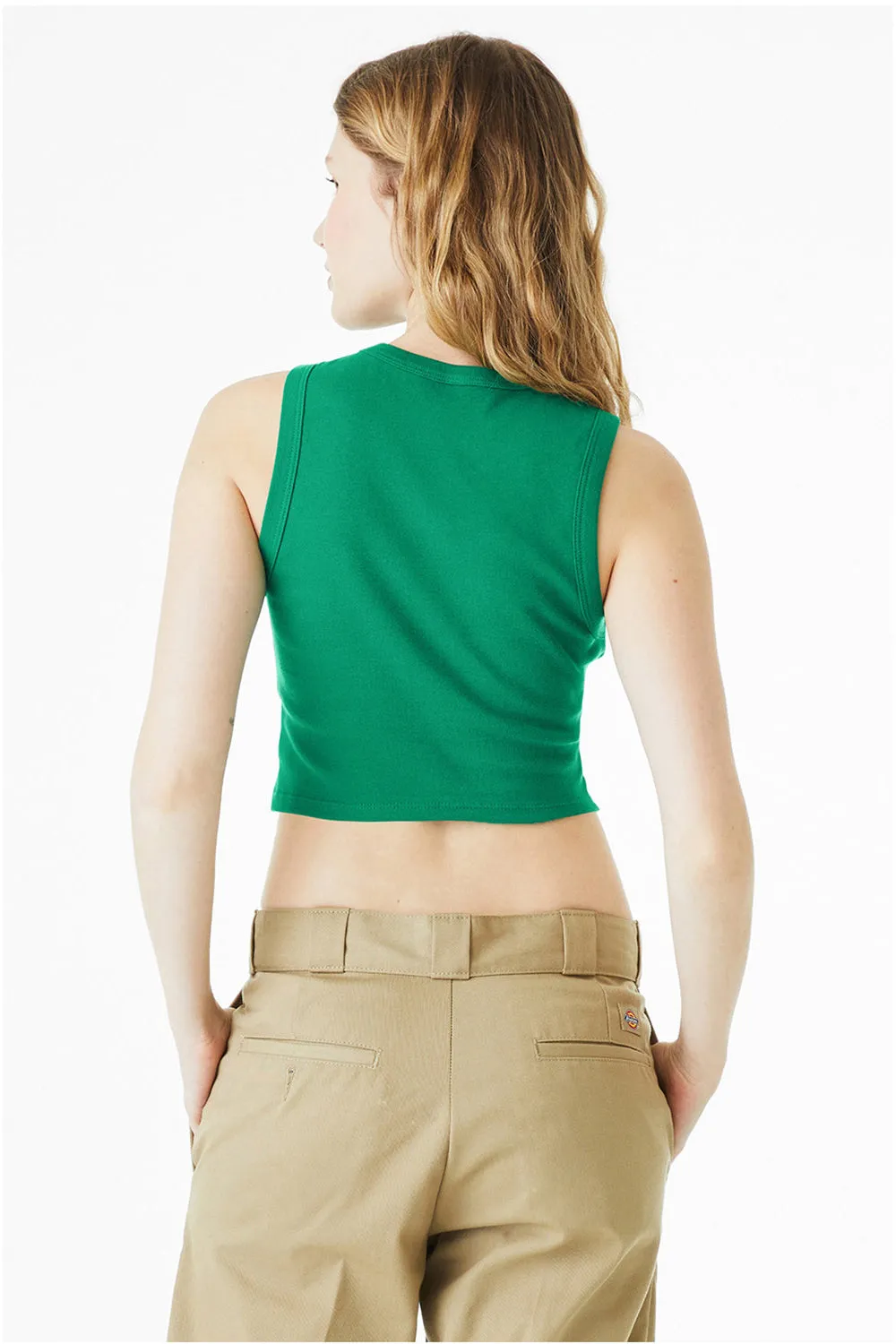 Bella   Canvas Womens Micro Ribbed Muscle Crop Tank Top - Kelly Green