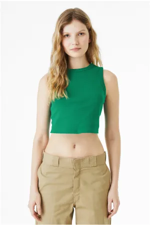 Bella   Canvas Womens Micro Ribbed Muscle Crop Tank Top - Kelly Green