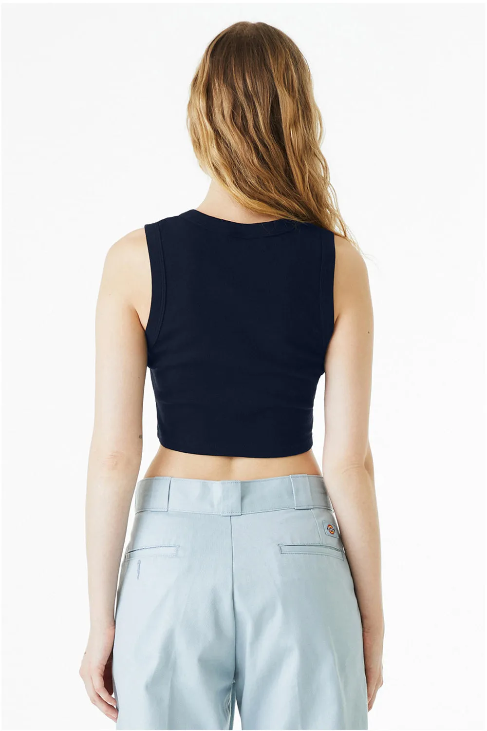 Bella   Canvas Womens Micro Ribbed Muscle Crop Tank Top - Navy Blue