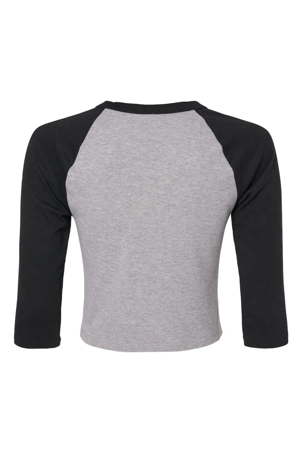Bella   Canvas Womens Micro Ribbed Raglan 3/4 Sleeve Crewneck Baby T-Shirt - Heather Grey/Black