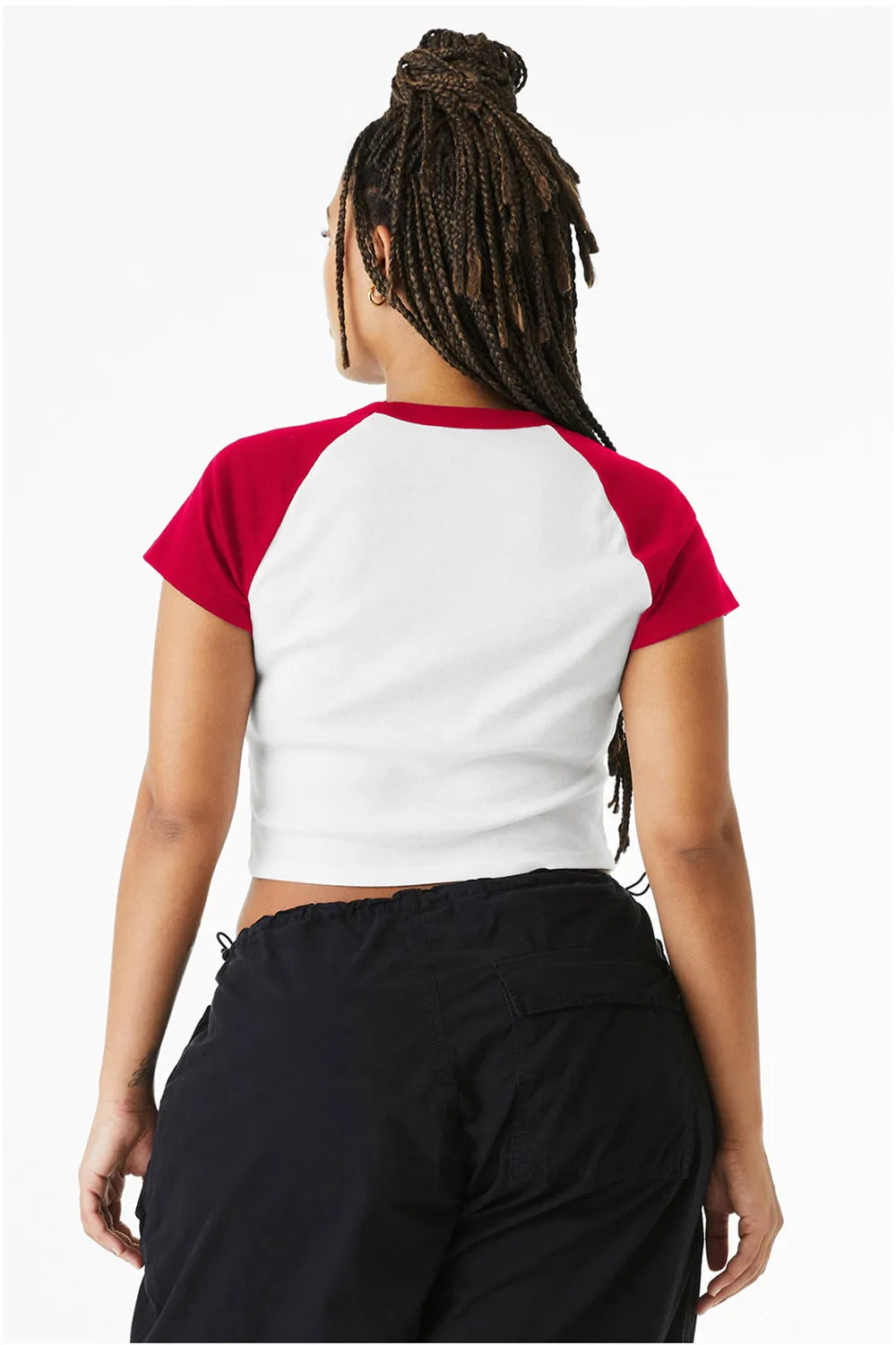 Bella   Canvas Womens Micro Ribbed Raglan Short Sleeve Crewneck Baby T-Shirt - White/Red
