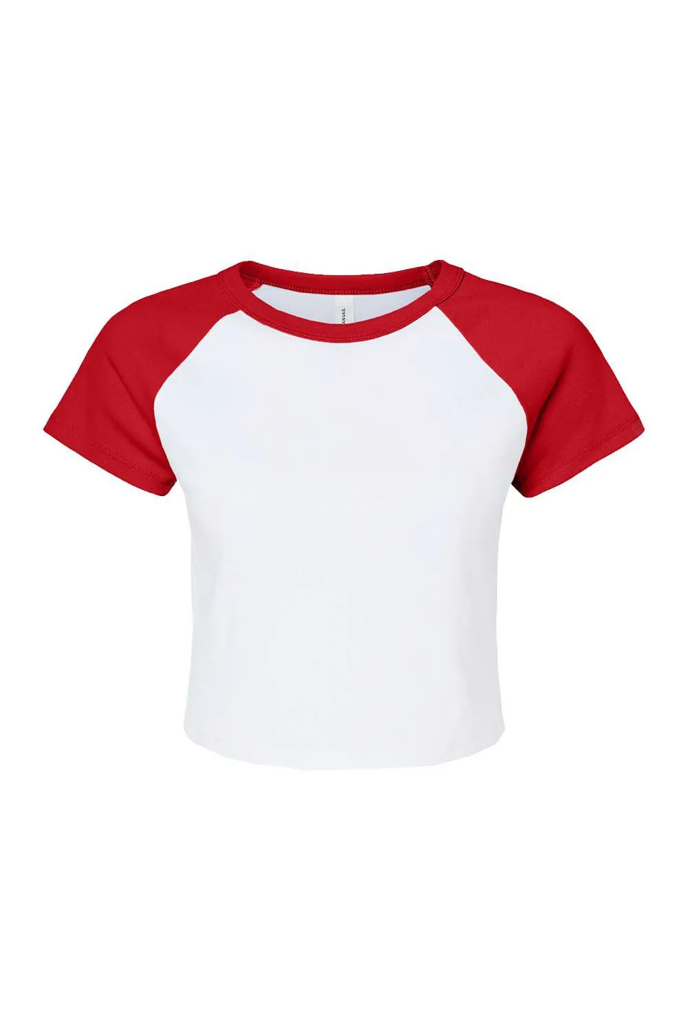 Bella   Canvas Womens Micro Ribbed Raglan Short Sleeve Crewneck Baby T-Shirt - White/Red