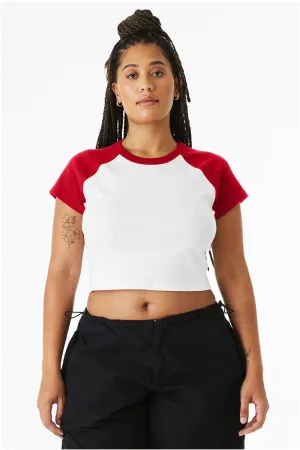 Bella   Canvas Womens Micro Ribbed Raglan Short Sleeve Crewneck Baby T-Shirt - White/Red