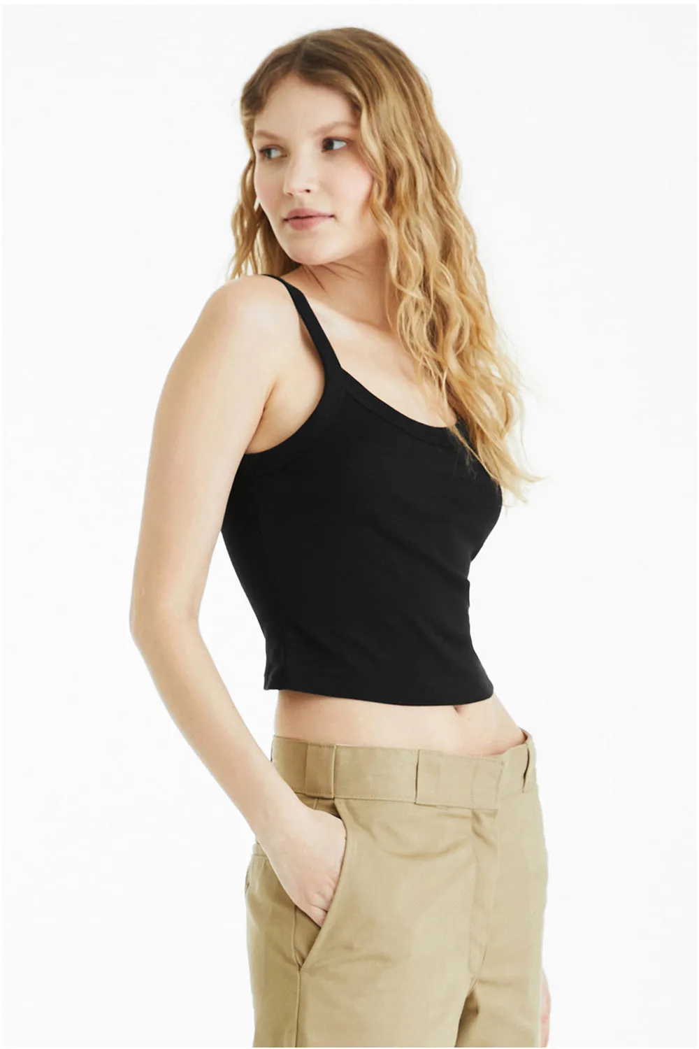 Bella   Canvas Womens Micro Ribbed Scoop Tank Top - Black