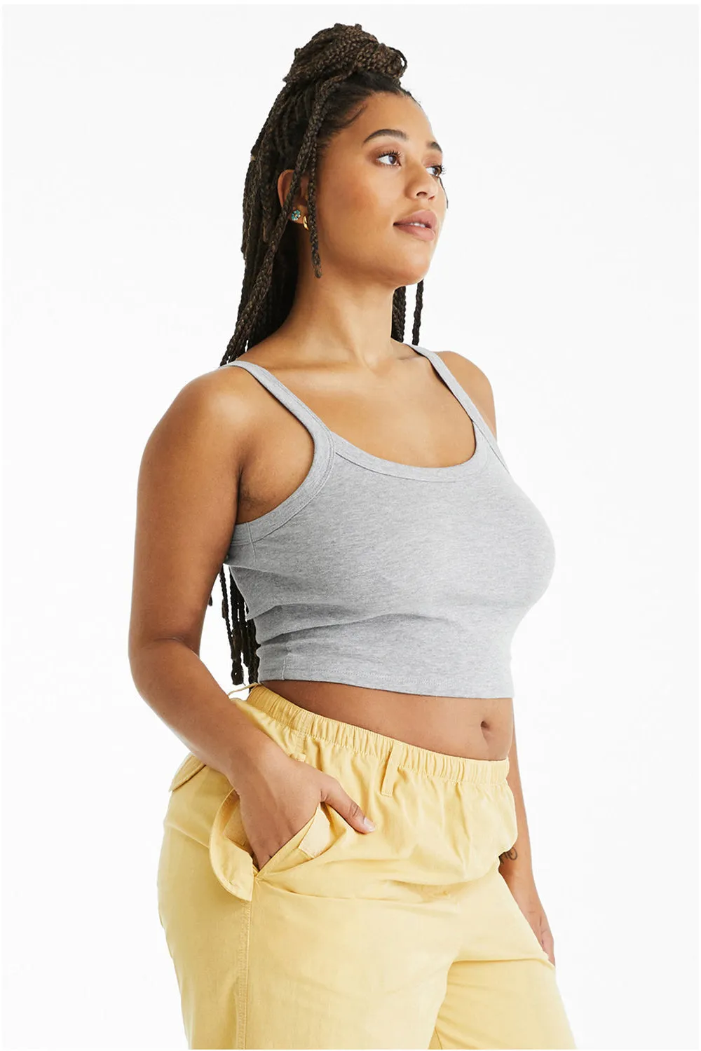 Bella   Canvas Womens Micro Ribbed Scoop Tank Top - Heather Grey